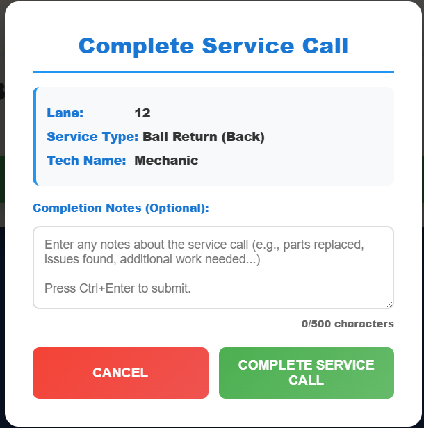 Complete Service Call